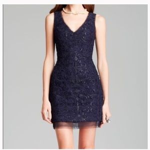 EUC BCBG MaxAzria Marissa Lace Sleeveless Sheath Dress Midnight Blue Size 4